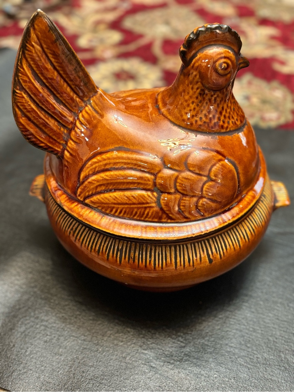Vintage 1960’s California Pottery Brown Glazed Hen-On-A-Nest Soup Tureen